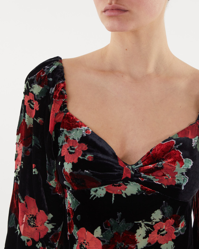 Rixo Bridgette Top Black Poppy Burnout Black UK 10 (EUR 38)