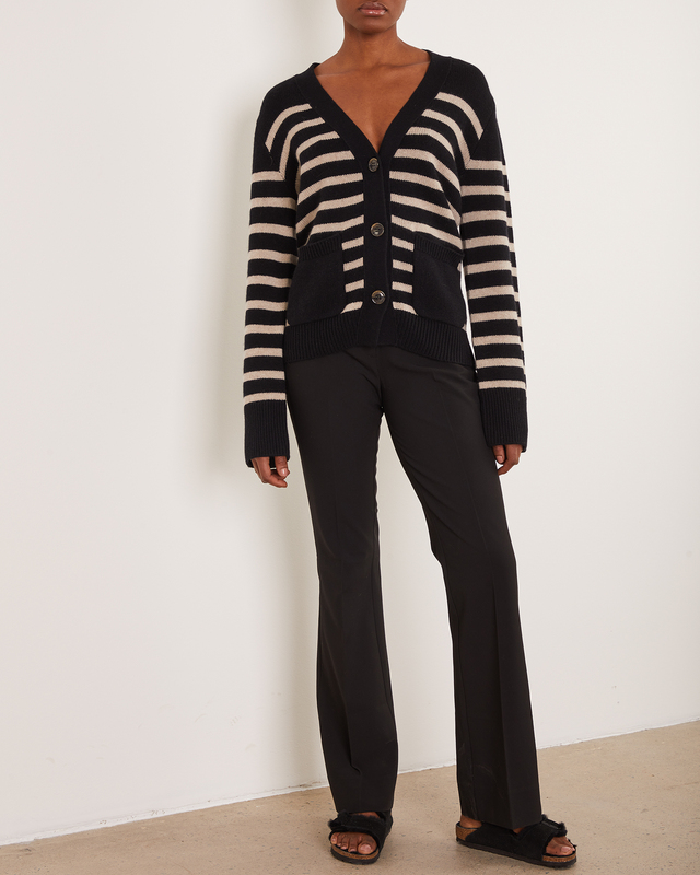 Lisa Yang Cashmerekofta Daphne  Svart/beige  2 (M-L)