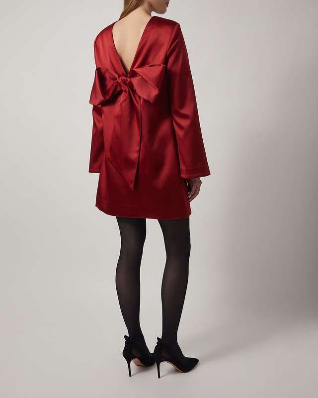 Malina Dress Elna Bow Mini Röd 34