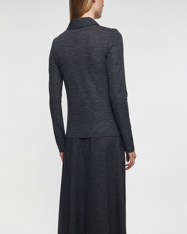 Vince Top Long Sleeve Polo Grey L