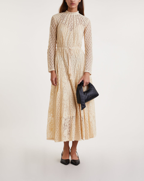 Dress Luminosity Lace Panelled Midi Creme 2