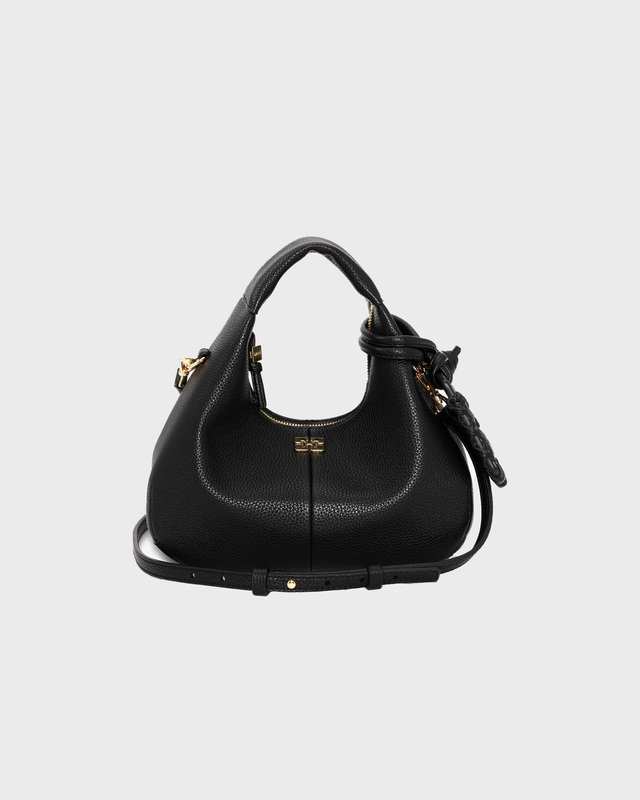 Ganni Bag Hobo Mini Grained Black ONESIZE