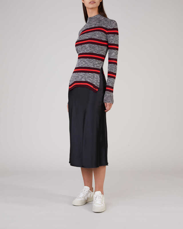 Proenza Schouler Long Sleeve Marled Stripe Sweater Grey M