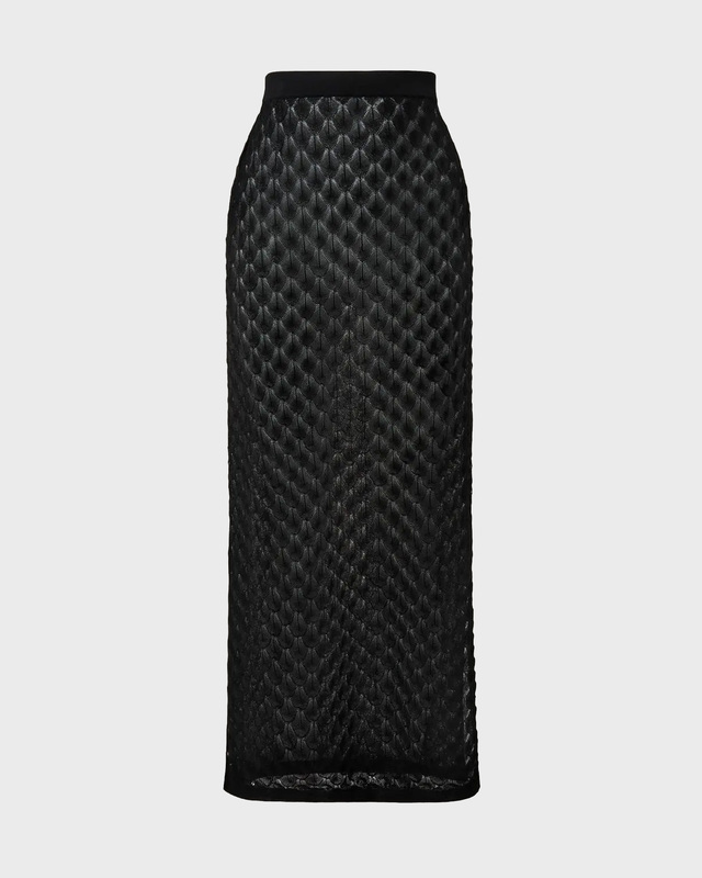 Malina Skirt Fannie Pointelle Knitted Maxi Black L