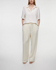 Theory Byxor Pleated Pull-On Pant in Admiral Crepe Beige US 10 (EUR 42)