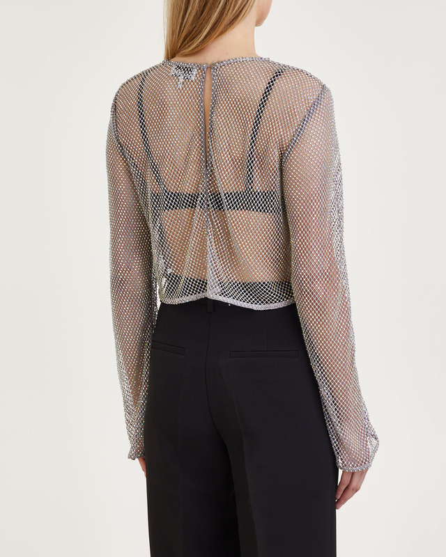 Ganni Top Embellished Mesh  Silver 40