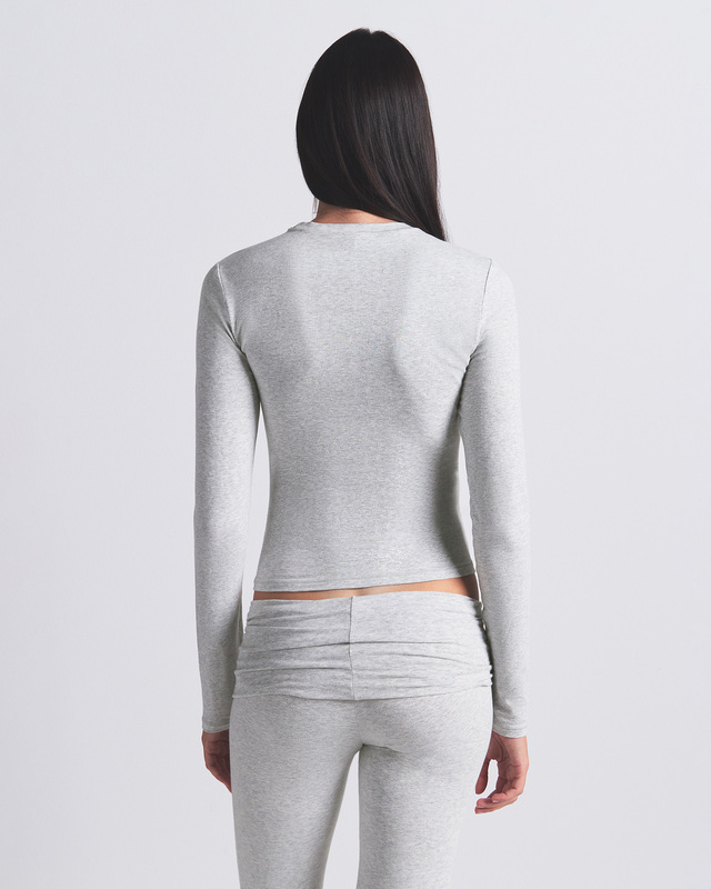 Skims T-shirt Cotton Jersey Long Sleeve Light Heather Gray L