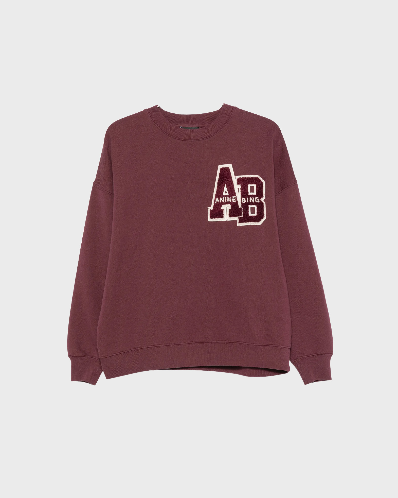 Anine Bing Miles Sweatshirt Letterman X-sm In Burgundy