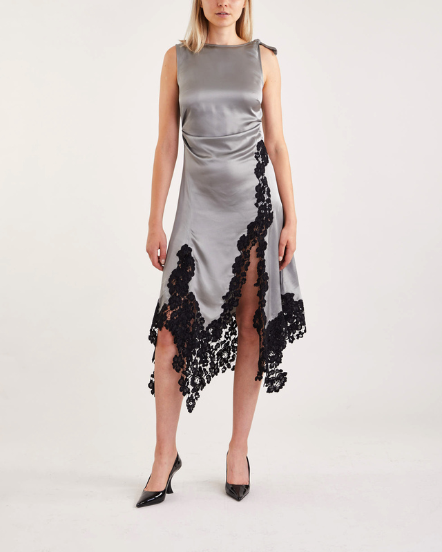 Acne Studios Klänning Lace Satin Midi Ljusgrå 38