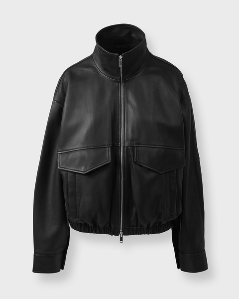 Jacka Leather Funnel Neck Svart 1