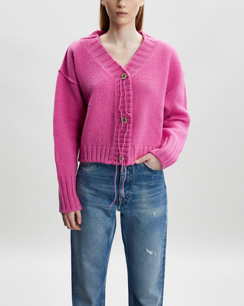 Cardigan Knit Relaxed Wool  Pink 1