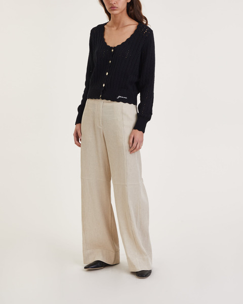 Kofta Cotton Low O-Neck Svart 2