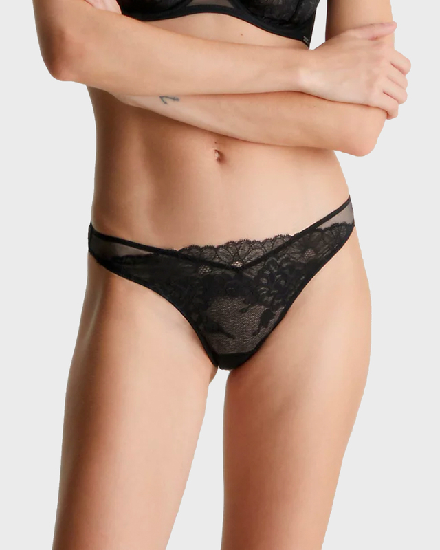 Calvin Klein Lace Thong Svart XS