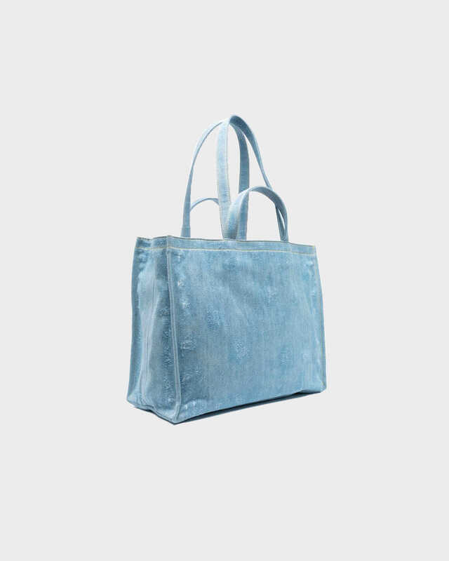 Acne Studios Bag Logo Shopper Destroyed Denim Ljusblå ONESIZE