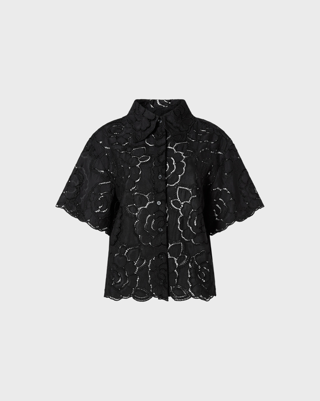 Malina Skjorte Claudia Short Sleeve Lace Black 34