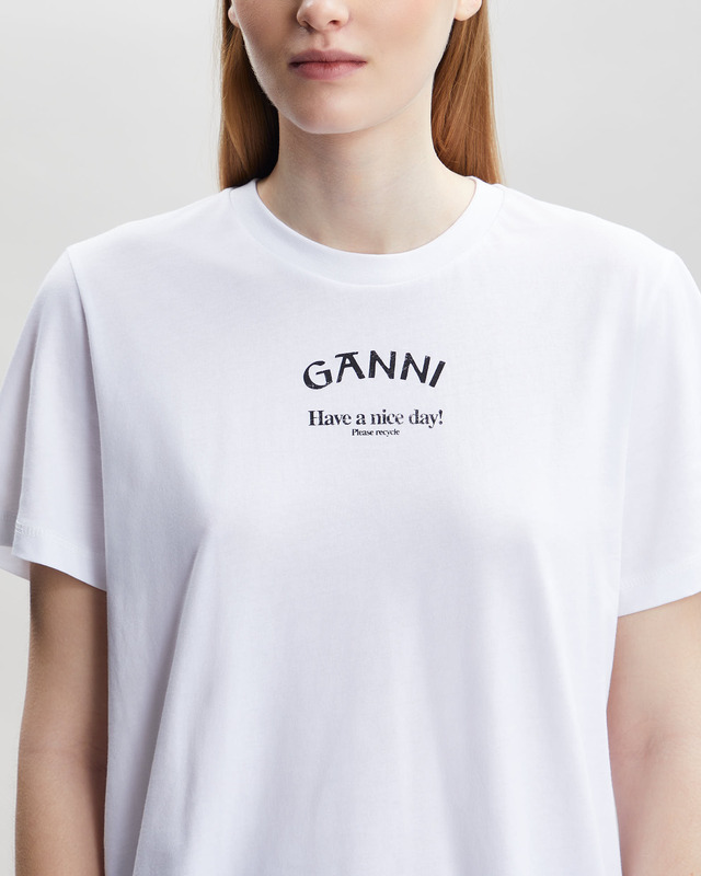 Ganni T-Shirt Thin Jersey Relaxed O-neck Vit S