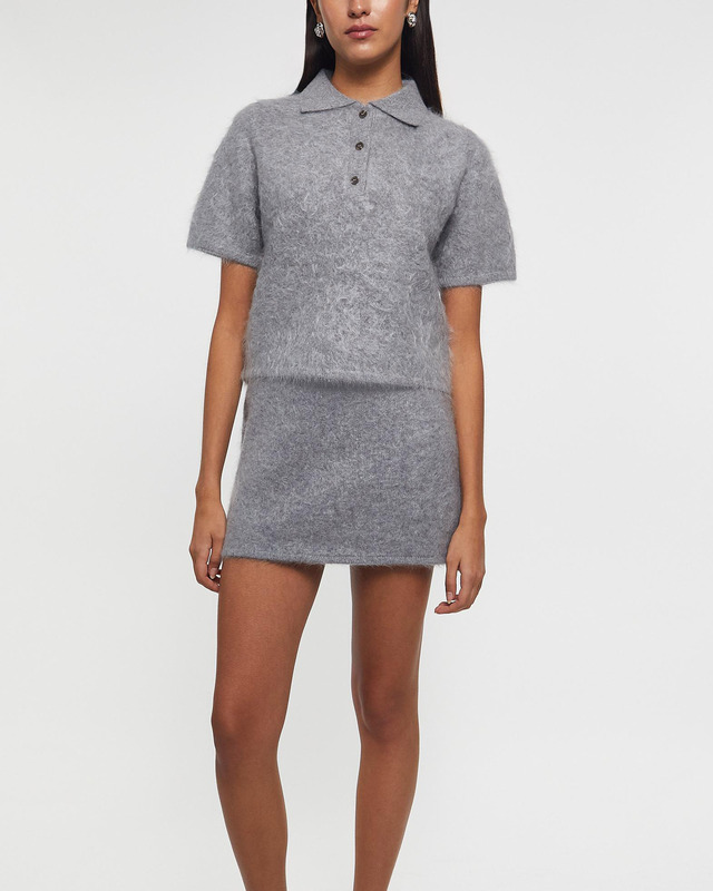 Almada Label  T-Shirt Maika Collar Cashmere Grå L