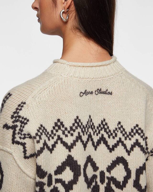 Acne Studios Sweater Wool Blend Jacquard  Vit/svart XS
