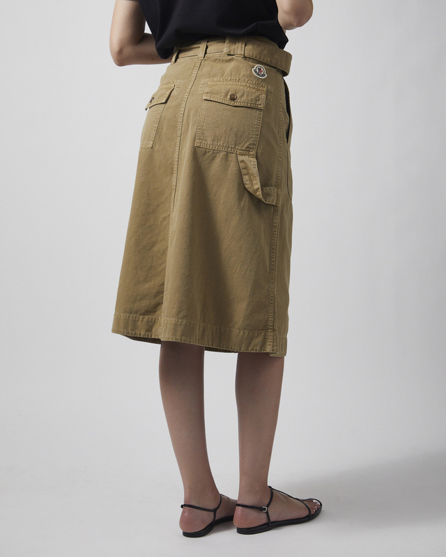 Moncler Nederdel Belted Cotton Midi Beige L