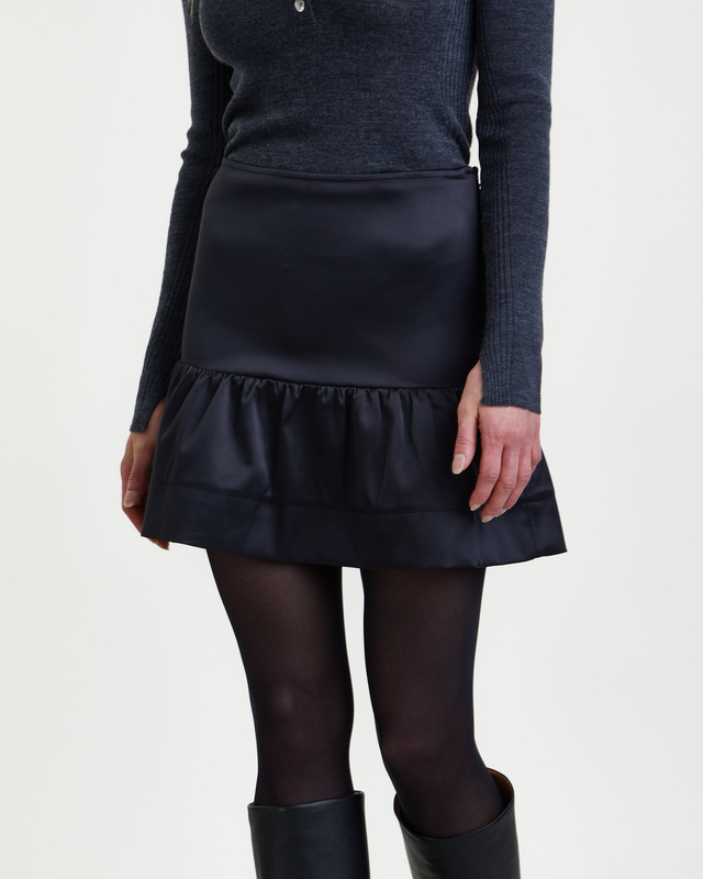 Ganni Skirt Double Satin Flounce Mini Black 36