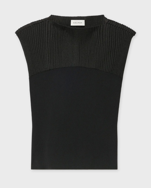 Top Contrast Knit Black 1