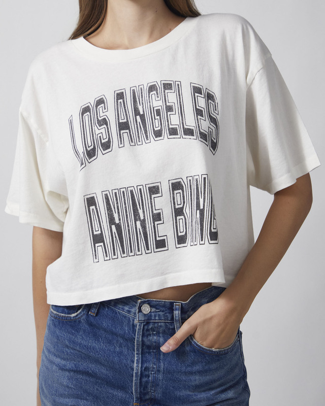 Anine Bing T-skjorte Johnny Cropped Ecru XS