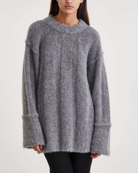 Sweater Brushed Alpaca Knit  Dark grey 1