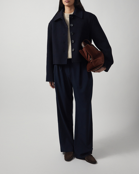 Jacket Crop Wool Navy 2