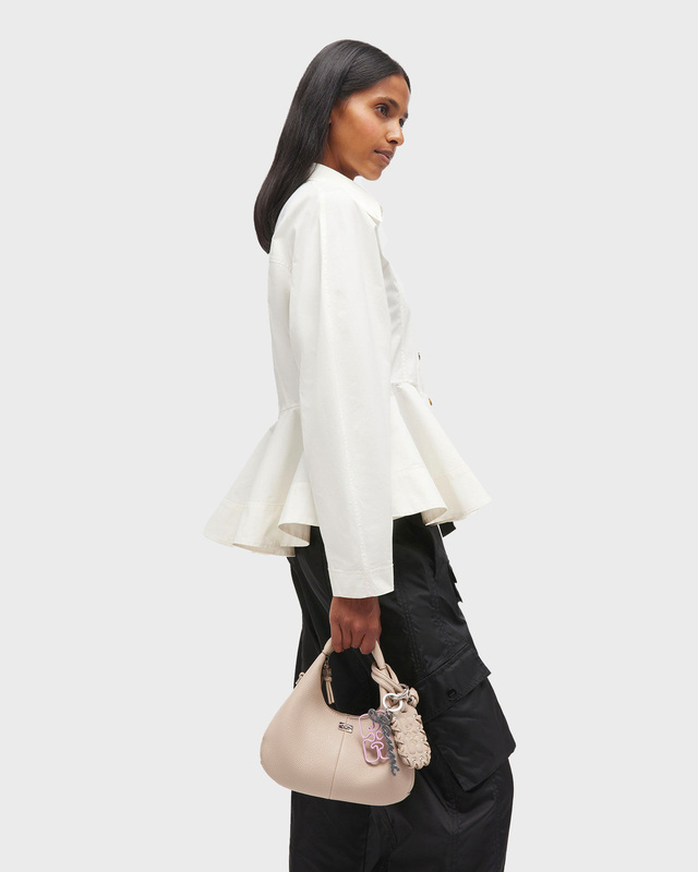 Ganni Bag Hobo Mini Grained White ONESIZE