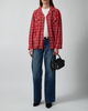 Found Skjorte Camp Raw Cut Fringe Plaid Red L