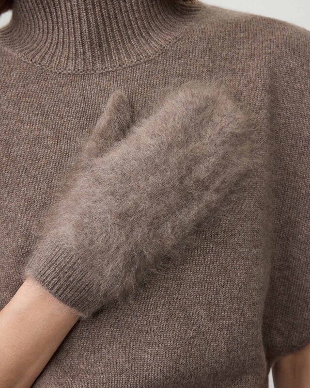 LISA YANG Brushed Mittens Cashmere Brun ONESIZE