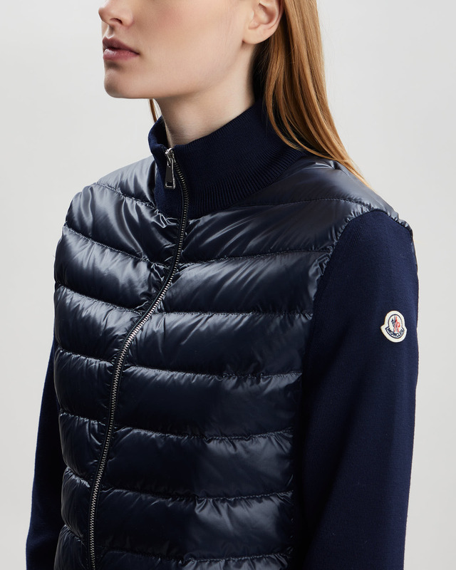 Moncler Kofta Padded Wool Tricot Marinblå S