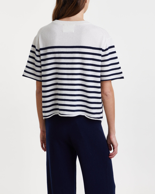 LISA YANG T-Shirt Cila Stripe Cashmere Blå/vit 2 (M-L)