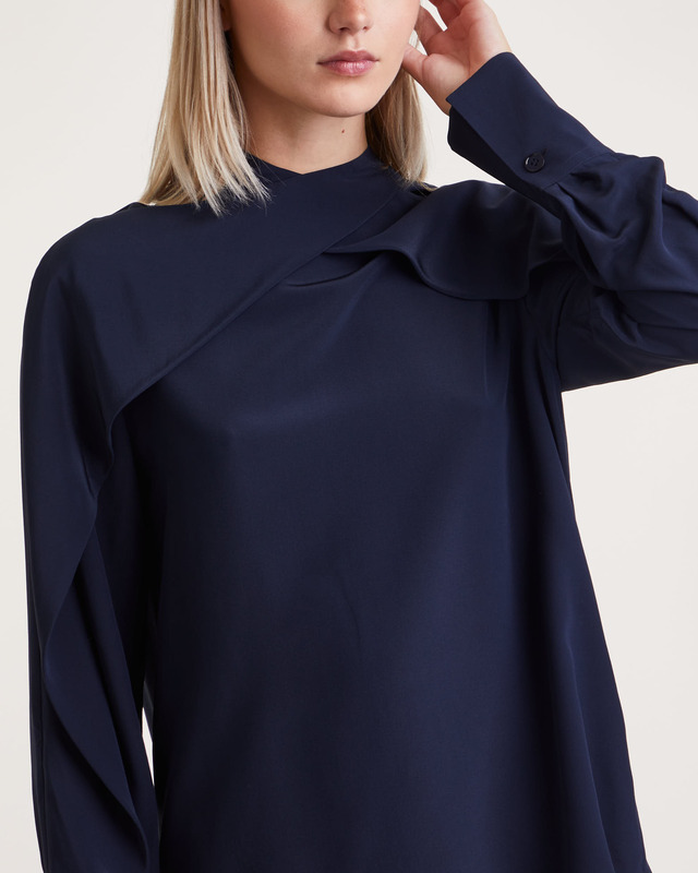 JOSEPH Blus Bailie Silk Crepe Navy 36