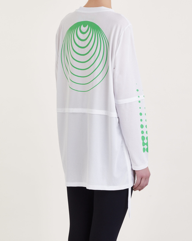 Ganni  T-Shirt Active Mesh Layered Long Sleeve Vit S