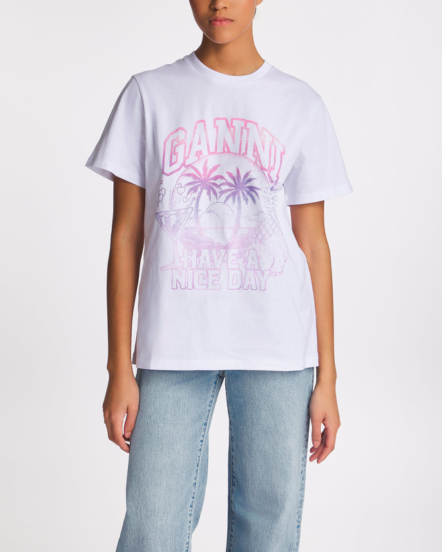 Ganni T-shirt Jersey Coctail  White M