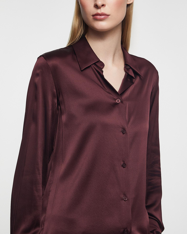 Filippa K Skjorta Silk Burgundy  40