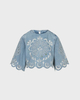FARM Rio Blouse Denim Richelieux Cropped Denim XS