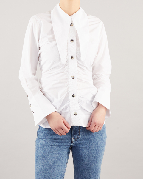 Cotton Poplin Long Collar Shirt Vit 1