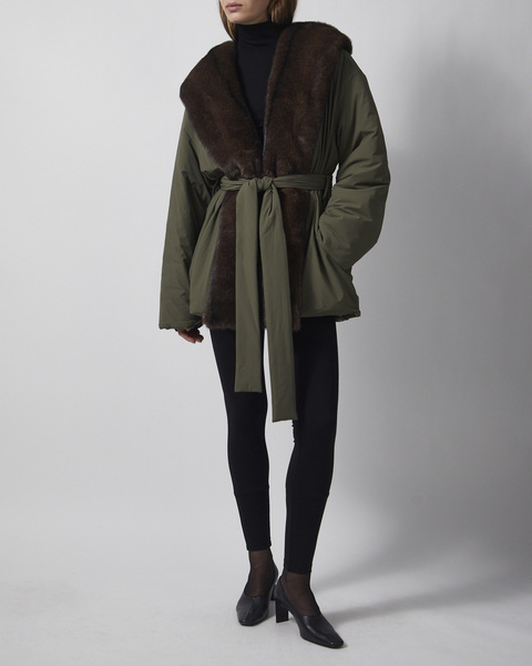 Jakke Keen Padded Faux Fur Green 2