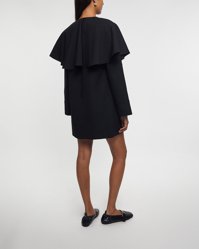 Ganni Dress Light Twill Suiting Collar Mini Black 40