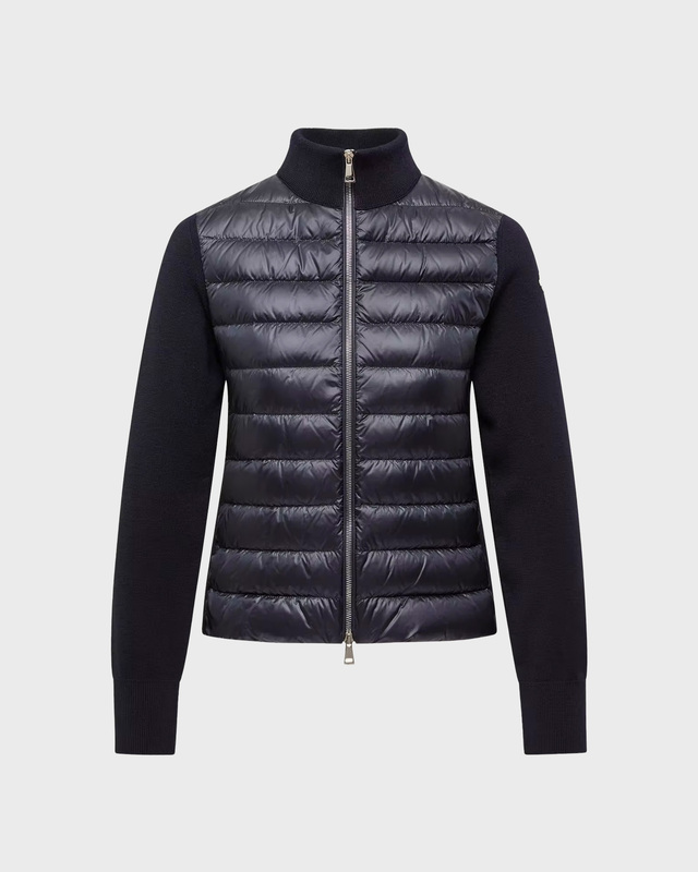 Moncler Cardigan Padded Wool Zip-Up Navy L