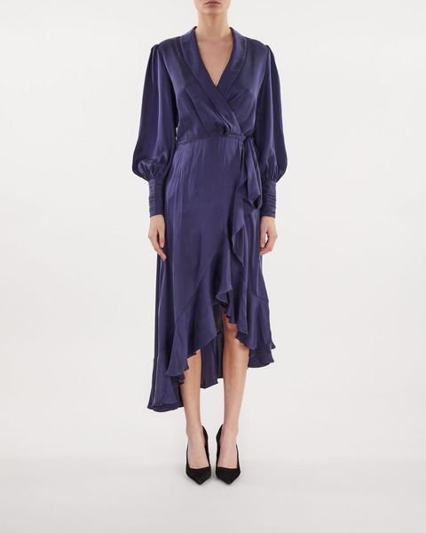 Dress Silk Wrap Midi Navy 1