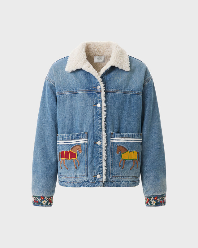 Found Jakke Horse Equine Denim Work Vintage Blue M