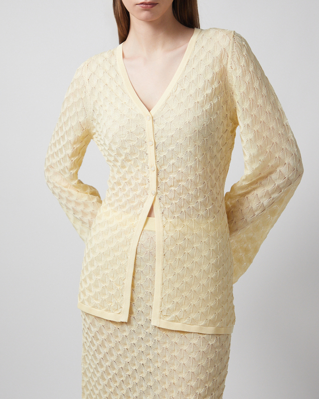 Malina Cardigan Ayla Pointelle Knitted Light Yellow XXS