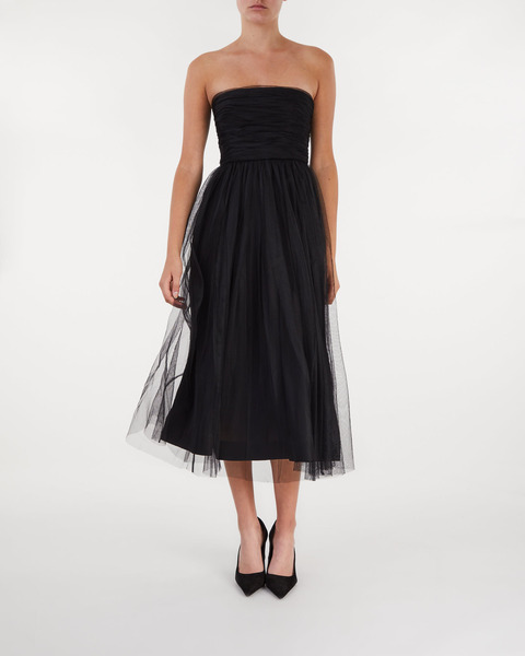 Tulle Strapless Midi Dress Black 2
