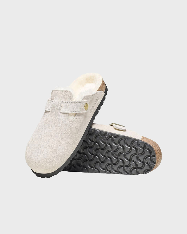 Birkenstock Tofflor Boston Shearling Leve Antique   Vit EUR 40