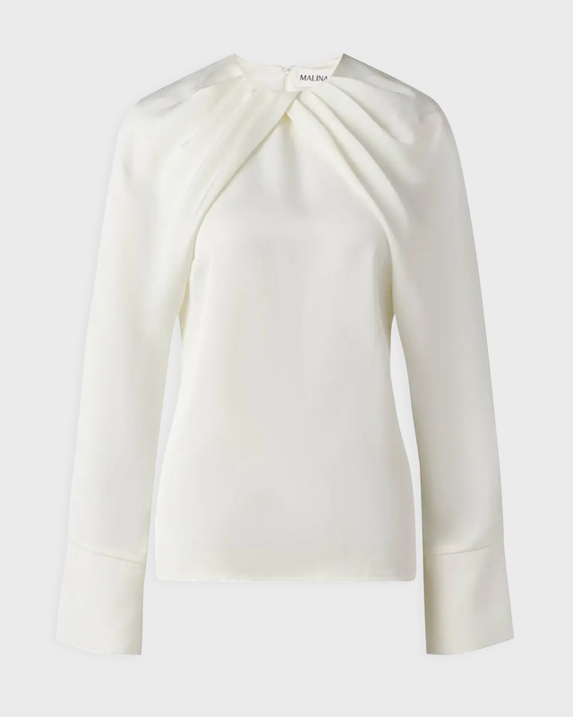 Malina Blus Evie Pleated Neckline Offwhite XL