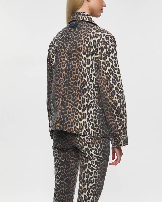Ganni Jacket Leopard Print Denim Leopard 40