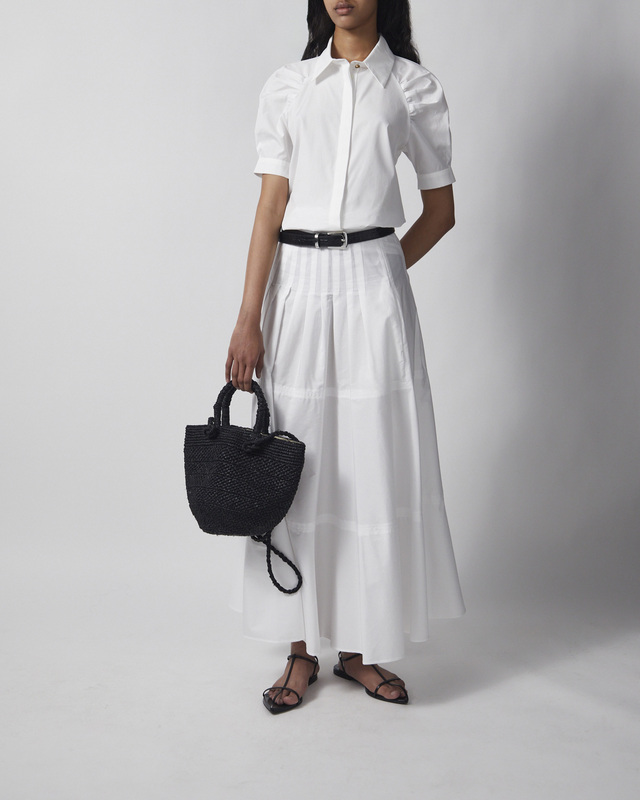 Max Mara Studio Nederdel Long Cotton Poplin White IT 44 (EUR M-L)